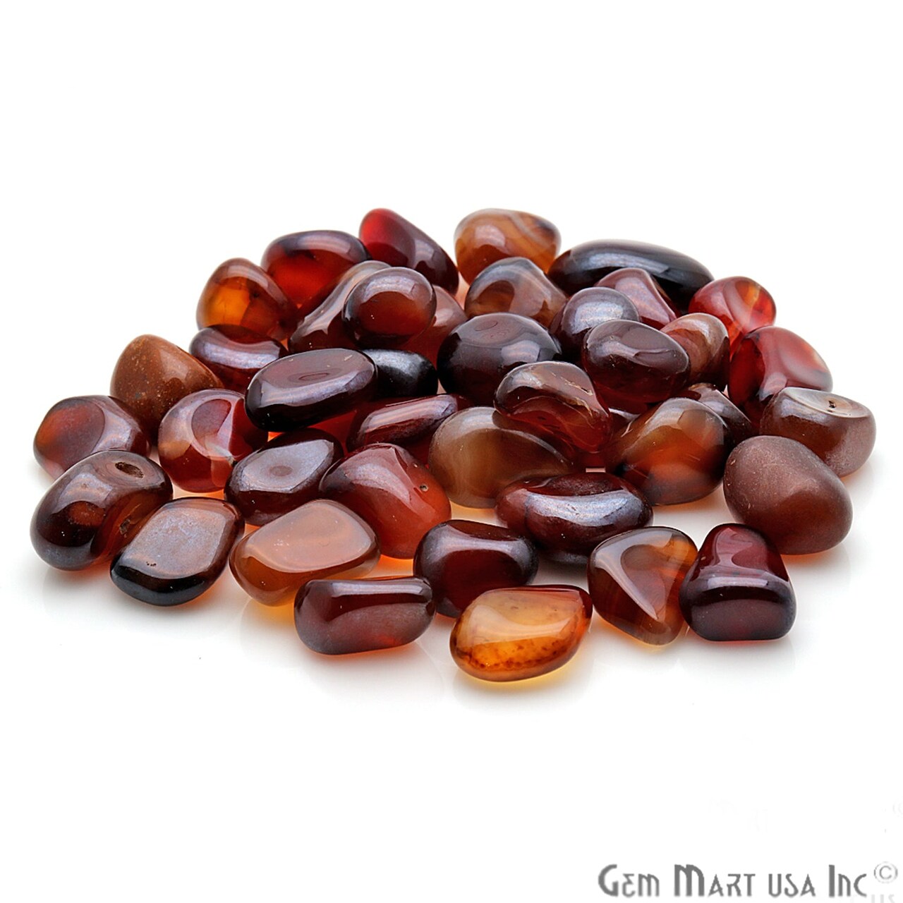 Agate Tumbled Stone, 3.53oz Lot Loose Undrilled Tumbled, Natural Smooth Stone, 25x16mm (Approx), 10-15 pieces, GemMartUSA (15002)